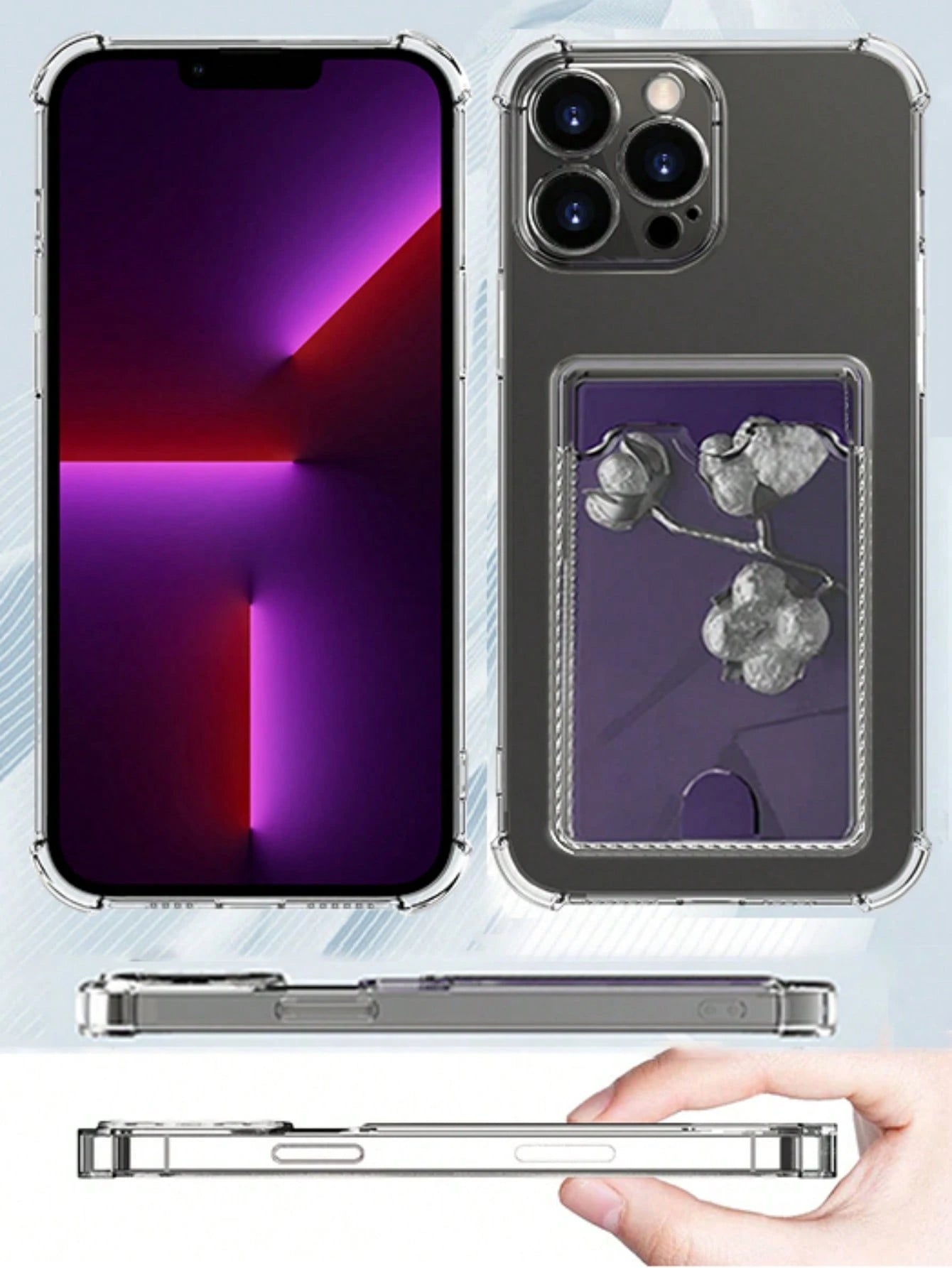 Hadaasi Transparent Airbag Anti-Fall Card Holder Phone Case, Compatible With Apple 17e/17pro/17promax/Air/17/16pro/16promax/16plus/16/16E And Galaxy S26Ultra/S26Plus/S26/S26Edge/S25Ultra/S25Plus/S25/S