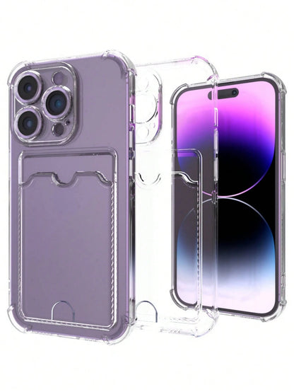 Hadaasi Transparent Airbag Anti-Fall Card Holder Phone Case, Compatible With Apple 17e/17pro/17promax/Air/17/16pro/16promax/16plus/16/16E And Galaxy S26Ultra/S26Plus/S26/S26Edge/S25Ultra/S25Plus/S25/S