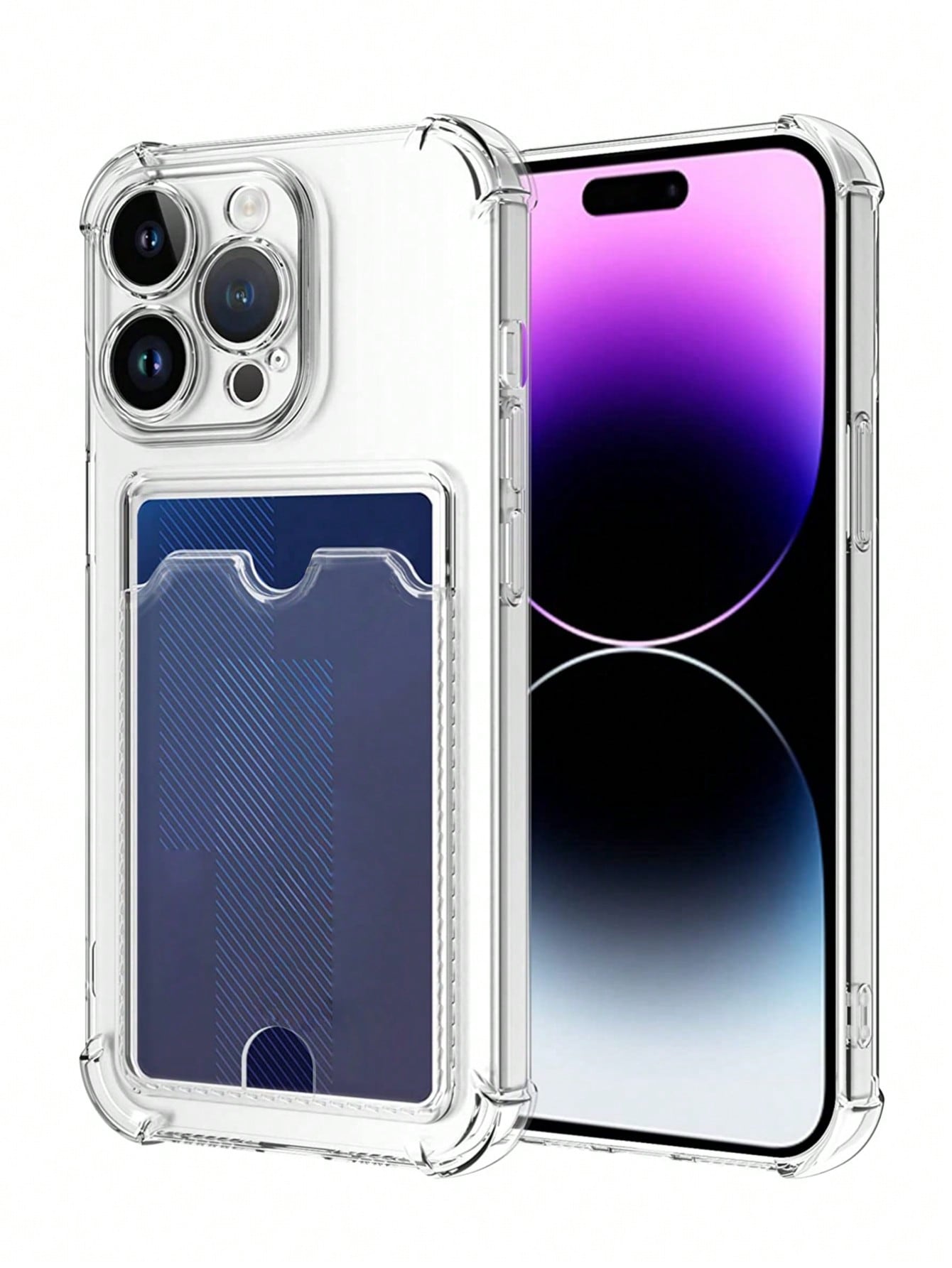 Hadaasi Transparent Airbag Anti-Fall Card Holder Phone Case, Compatible With Apple 17e/17pro/17promax/Air/17/16pro/16promax/16plus/16/16E And Galaxy S26Ultra/S26Plus/S26/S26Edge/S25Ultra/S25Plus/S25/S