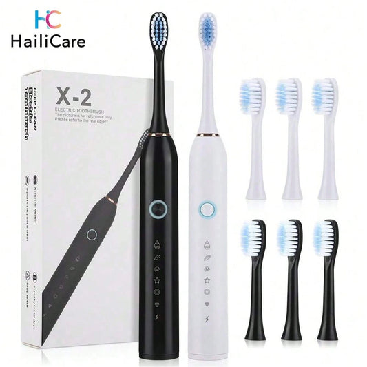 Hailicare 6-Mode Smart Electric Toothbrush With Timer- Effectively Cleans Teeth & Gums, USB Rechargeable Electric Toothbrush With 4 Replacement Brush Heads, Adult Electric Toothbrush, Great Father's