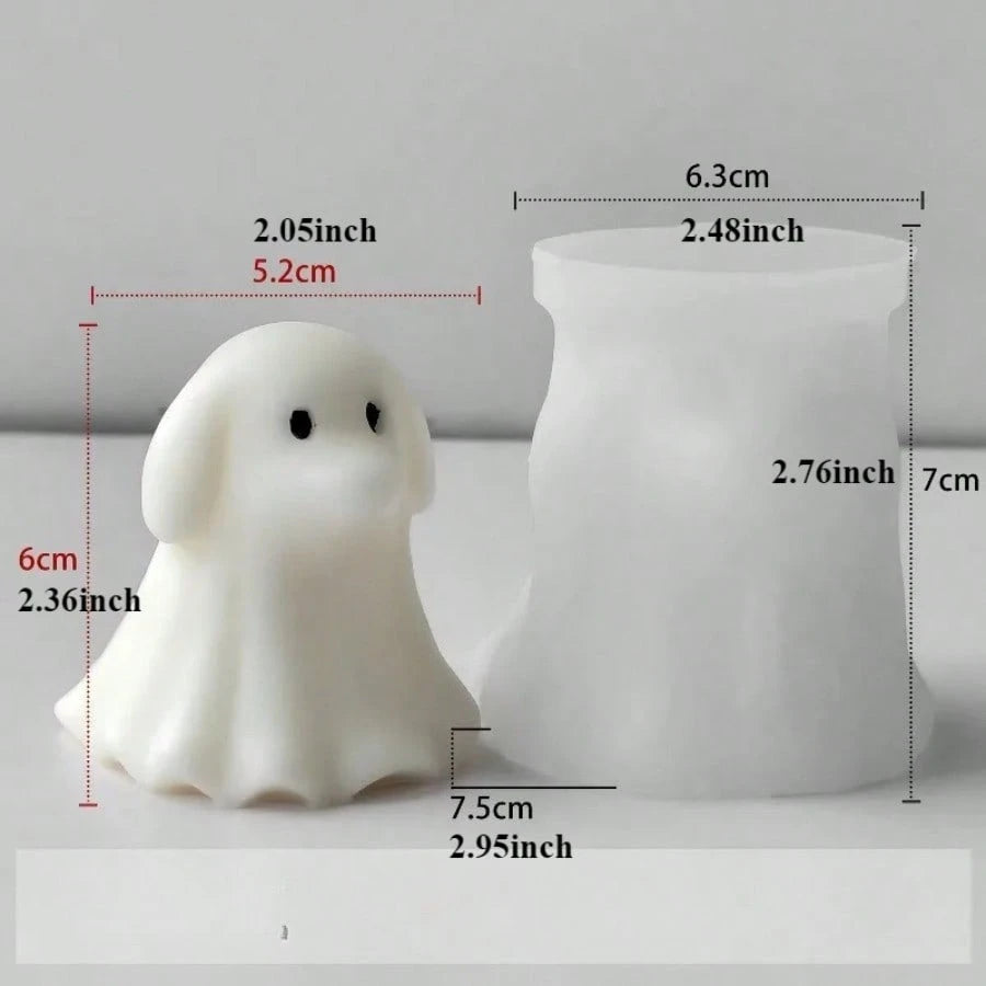 Halloween Ghost Cat & Dog Candle Mold, 3D Kitten & Puppy Silicone Mold, DIY Scary Ghost Animal Shaped Craft Mold For Plaster, Resin, Cement Casting, Handmade Clay & Soap Mold, Halloween Gift, Holiday