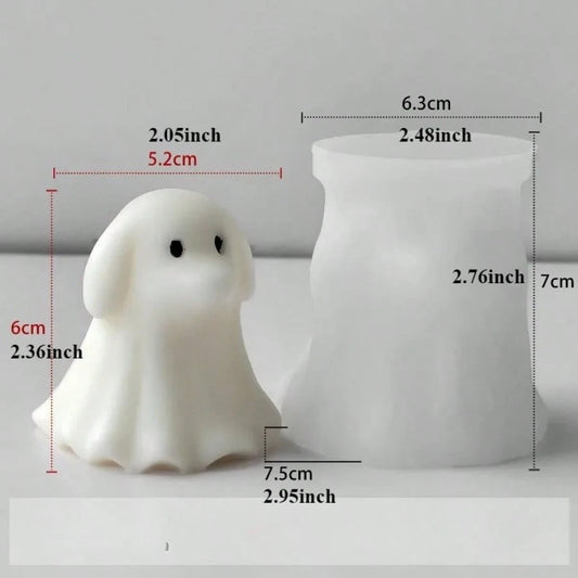 Halloween Ghost Cat & Dog Candle Mold, 3D Kitten & Puppy Silicone Mold, DIY Scary Ghost Animal Shaped Craft Mold For Plaster, Resin, Cement Casting, Handmade Clay & Soap Mold, Halloween Gift, Holiday