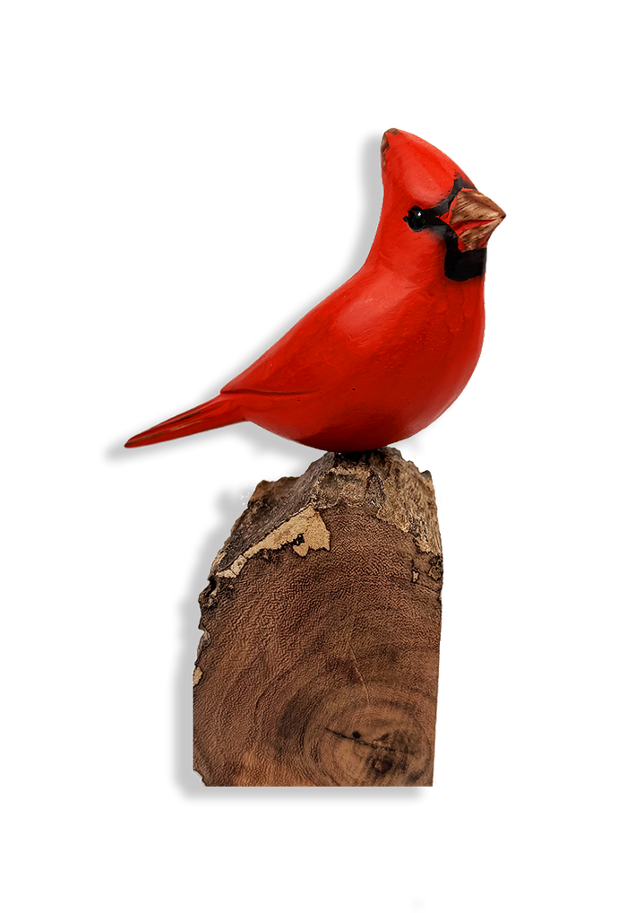 Hand Carved Wooden Cardinal- from England - Ben's Garden