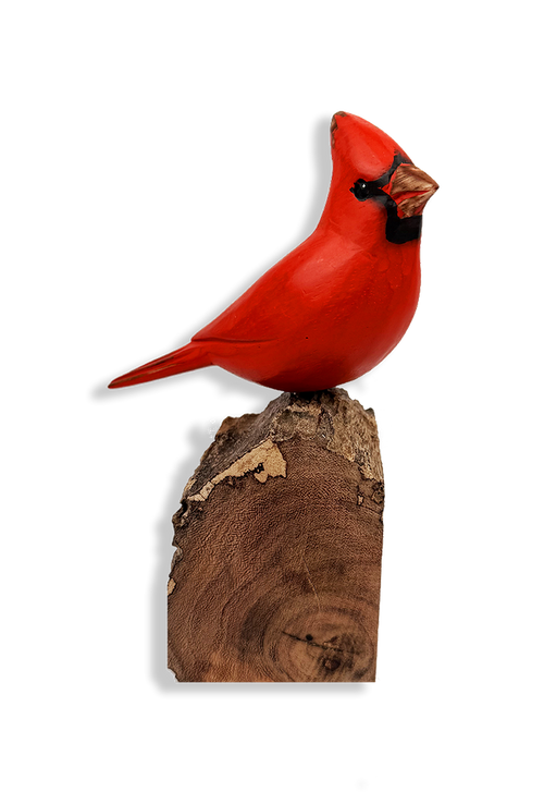 Hand Carved Wooden Cardinal- from England - Ben's Garden
