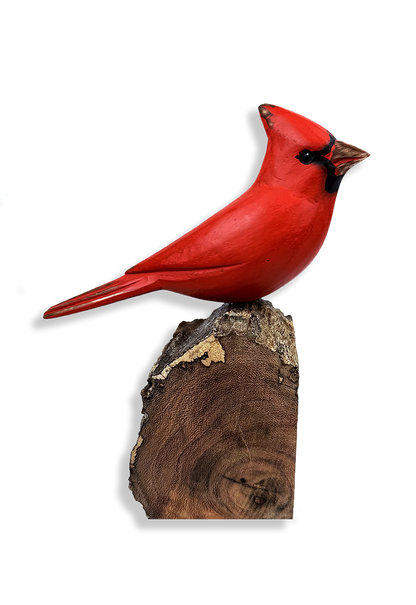 Hand Carved Wooden Cardinal- from England - Ben's Garden