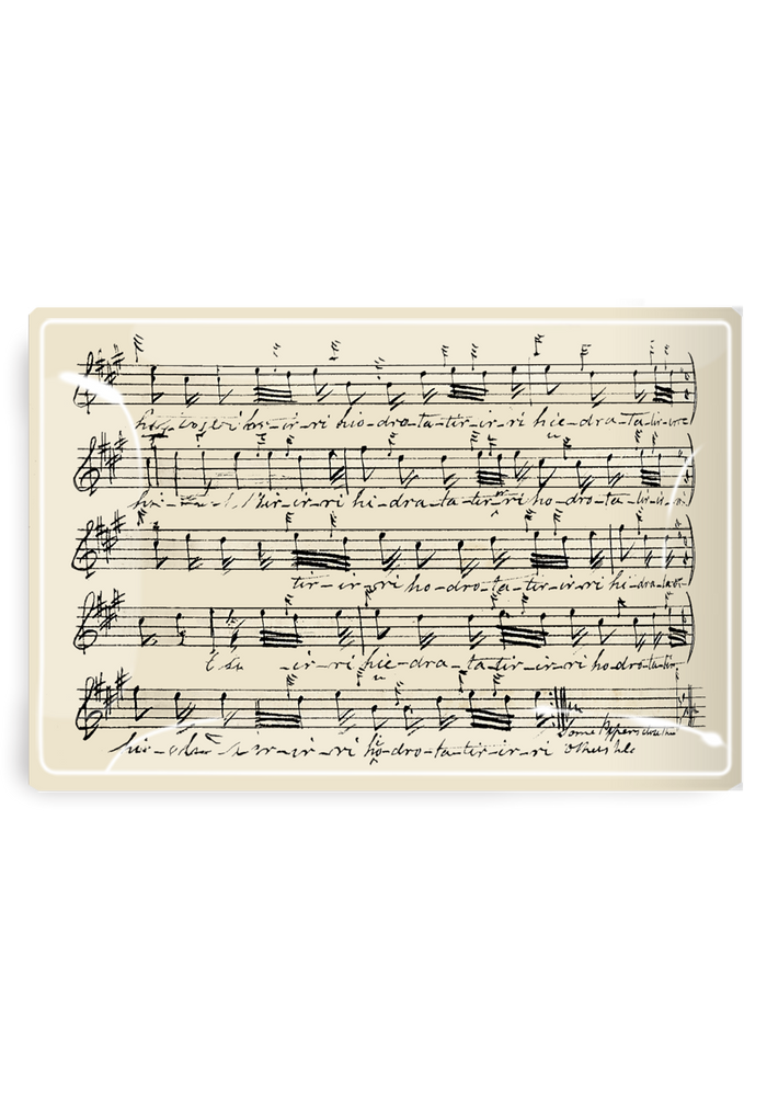 Hand-Notated 1800's Sheet-Music Score Decoupage Glass Tray - Ben's Garden