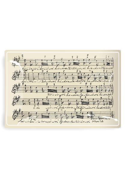 Hand-Notated 1800's Sheet-Music Score Decoupage Glass Tray - Ben's Garden