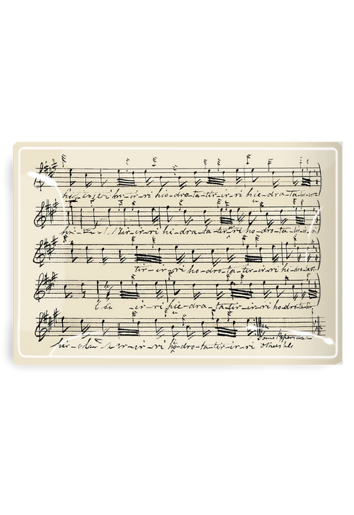 Hand-Notated 1800's Sheet-Music Score Decoupage Glass Tray - Ben's Garden