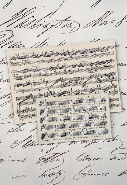 Hand-Notated 1800's Sheet-Music Score Decoupage Glass Tray - Ben's Garden