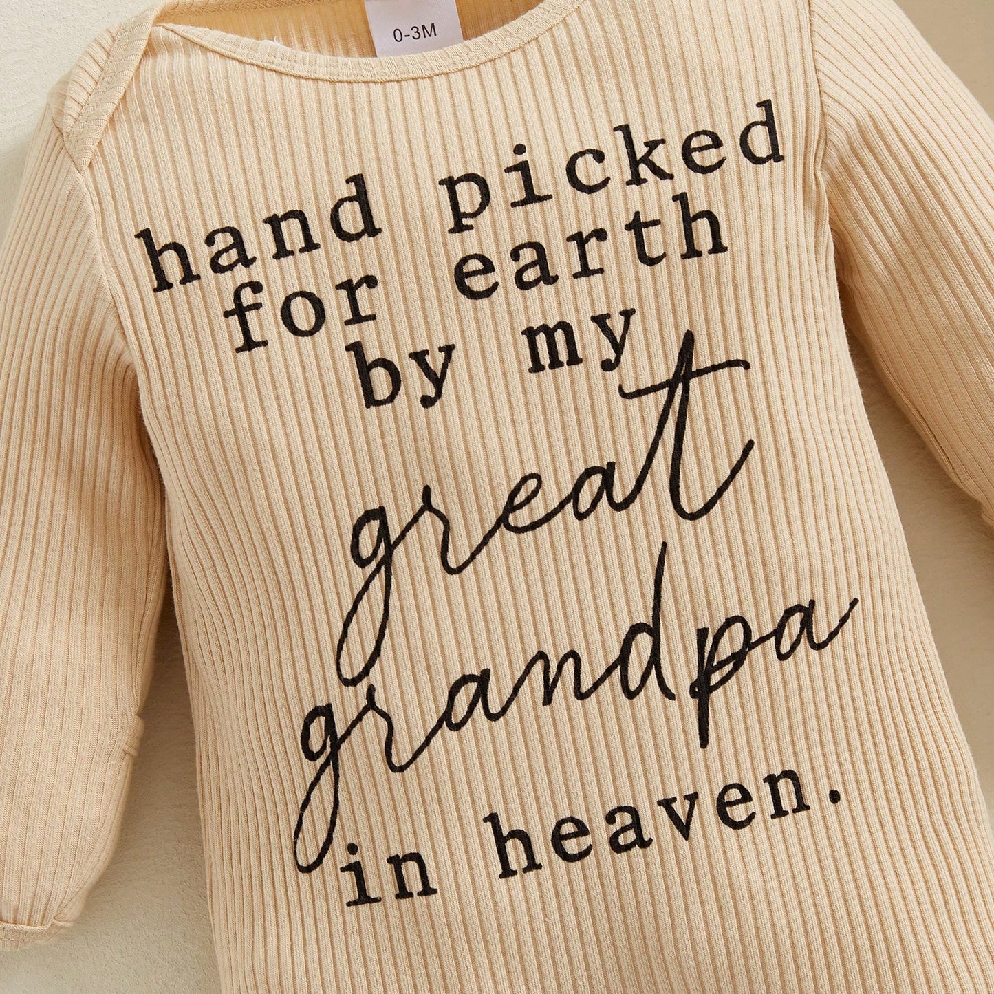 Hand Picked For Earth By My Great Grandma Grandpa In Heaven Bodysuit Romper Newborn Baby Ribbed Jumpsuit Coveralls