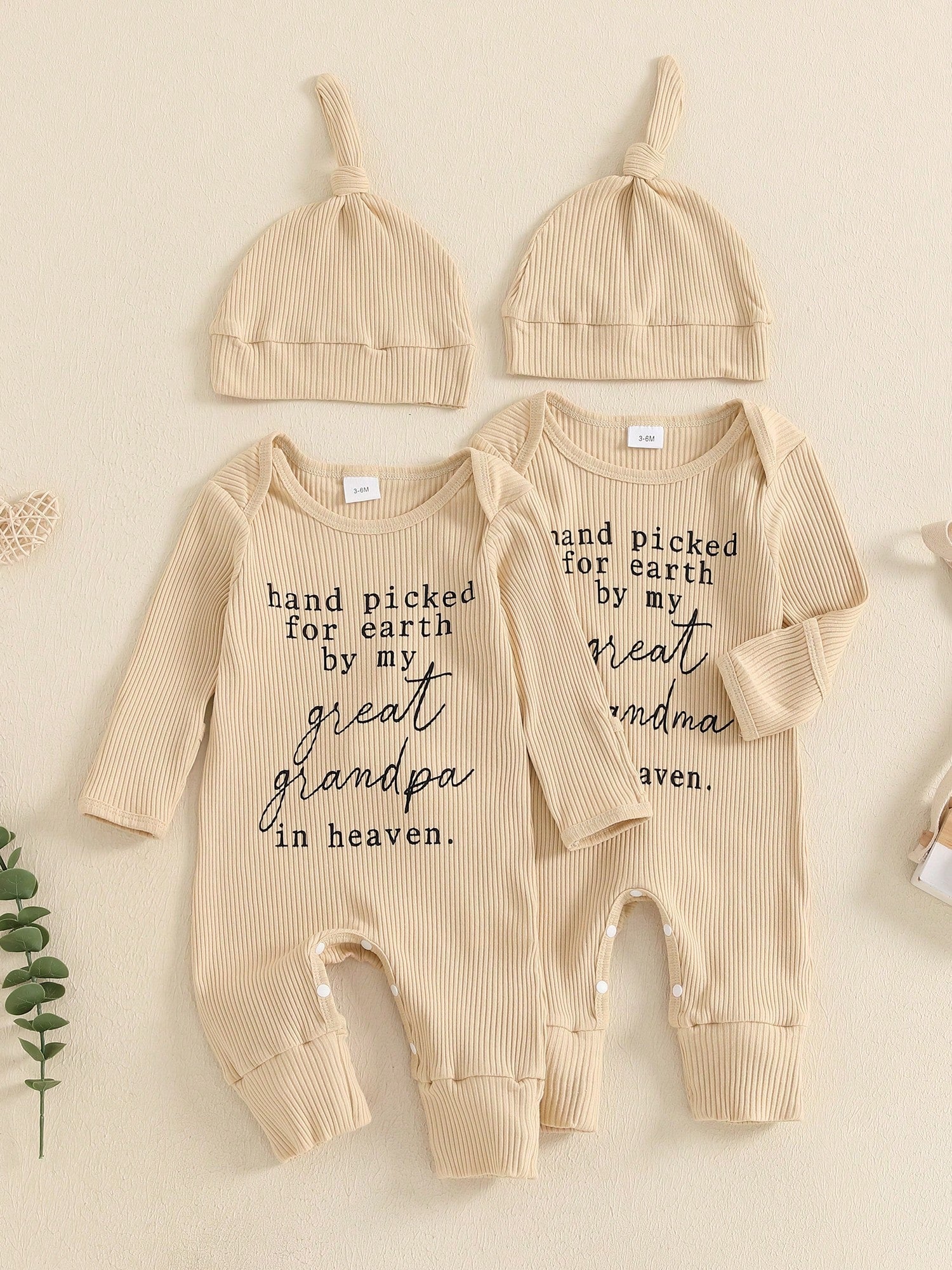 Hand Picked For Earth By My Great Grandma Grandpa In Heaven Bodysuit Romper Newborn Baby Ribbed Jumpsuit Coveralls