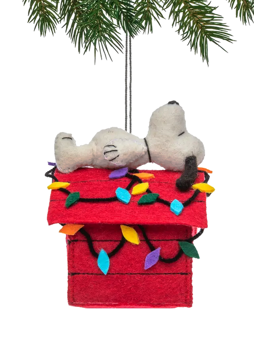 Hand-Sewn Felt Snoopy Christmas House Ornament - Ben's Garden