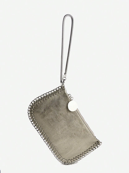 Handmade Chain Weave Multipurpose Silver Metallic Crossbody Bag, Can Be Used As Handbag, Shoulder Bag Or Messenger Bag