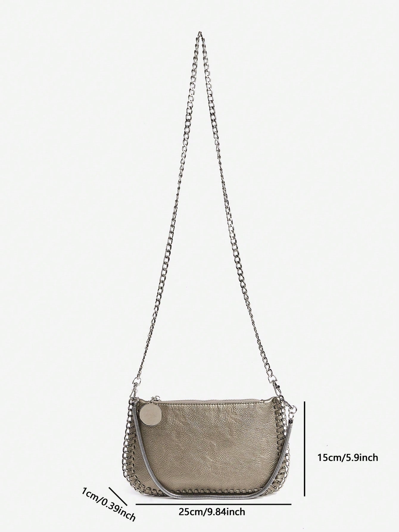 Handmade Chain Weave Multipurpose Silver Metallic Crossbody Bag, Can Be Used As Handbag, Shoulder Bag Or Messenger Bag