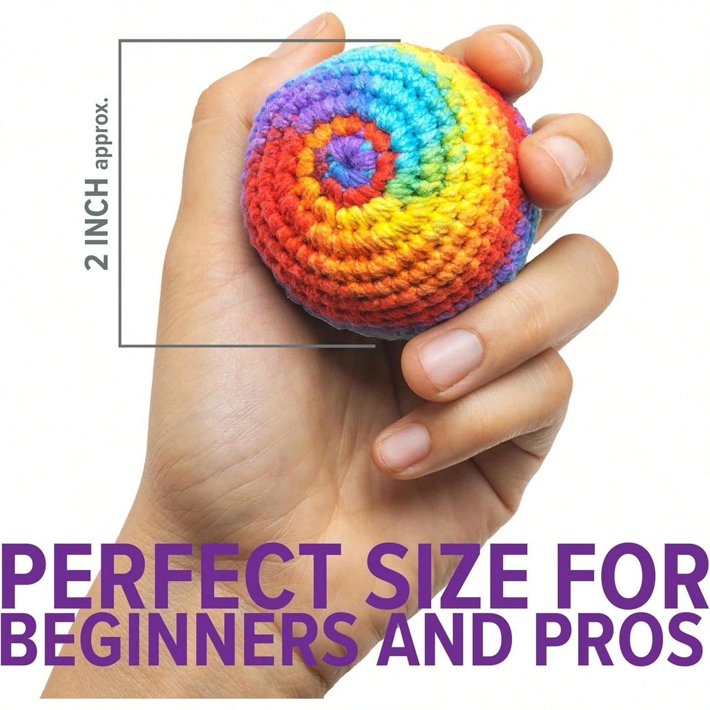 Handmade Crocheted Footbag- Pack Of 3 – Durable Woven Cotton Kick Ball For Style Games, Juggling, Tricks & Outdoor Games- Great As Stress Relief Fidget Toys– Made In Nepal