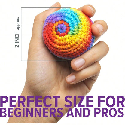 Handmade Crocheted Footbag- Pack Of 3 – Durable Woven Cotton Kick Ball For Style Games, Juggling, Tricks & Outdoor Games- Great As Stress Relief Fidget Toys– Made In Nepal