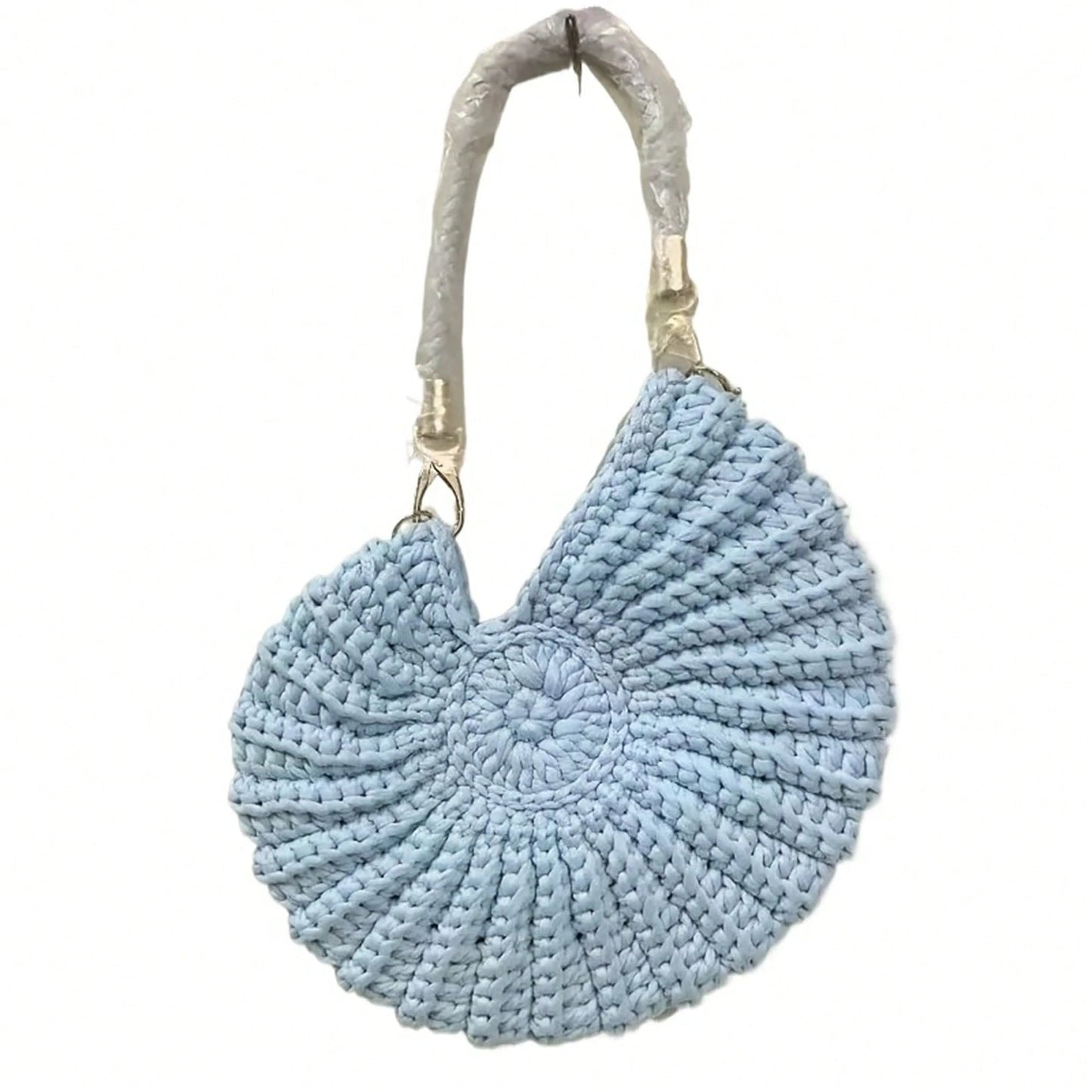 Handwoven Round Beach Tote Bag, Lightweight Crochet Shoulder Bag Summer Vacation, Shopping And Daily Outings, Spacious Boho Style Handbag