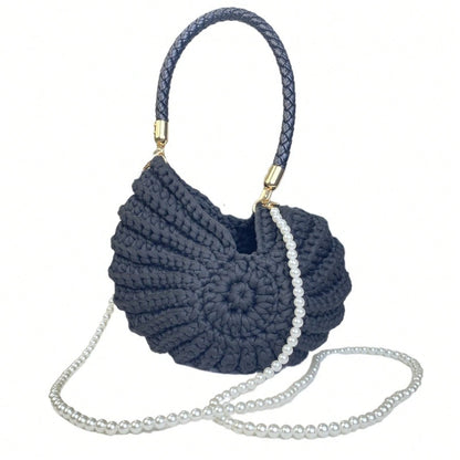 Handwoven Round Beach Tote Bag, Lightweight Crochet Shoulder Bag Summer Vacation, Shopping And Daily Outings, Spacious Boho Style Handbag