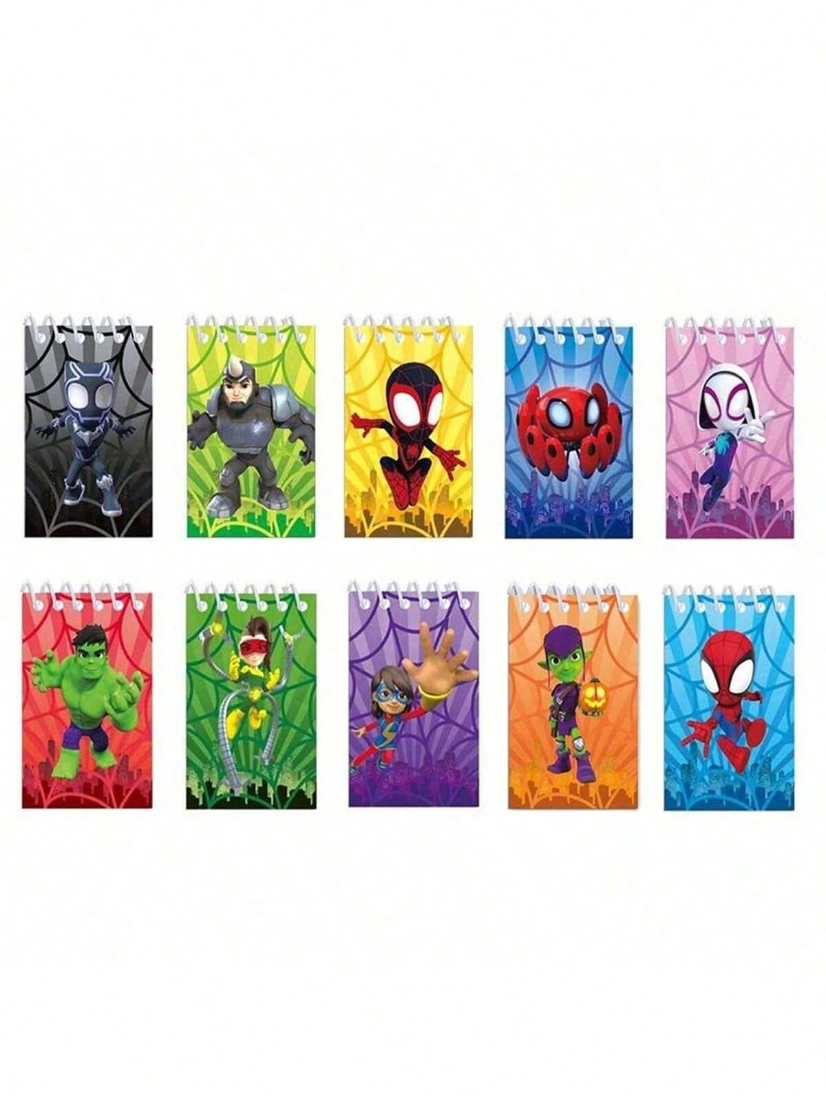 Hasbro 10pcs Passionate Hero Wind Alliance Rainbow Color Blocked Mini Spiral Binding Notebook, Birthday Party Classroom Notebook. Student Stationery Prizes And Gifts, Suitable For Work And Office, Stu