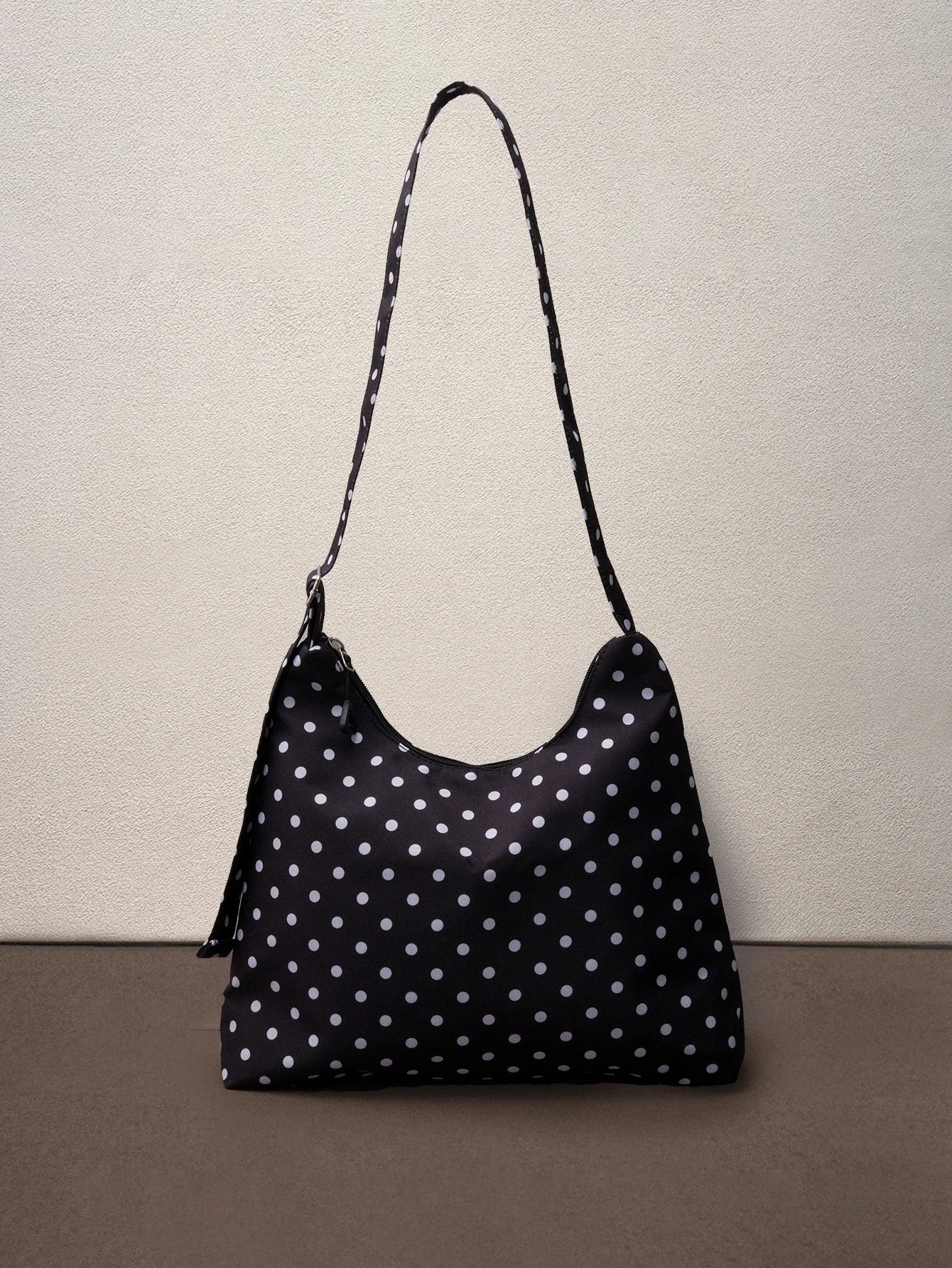 Hatastic Women's Shoulder Bag, Fashionable Polka Dot Crescent Shaped Fabric Bag, Polka Dot Music Fest Back To School