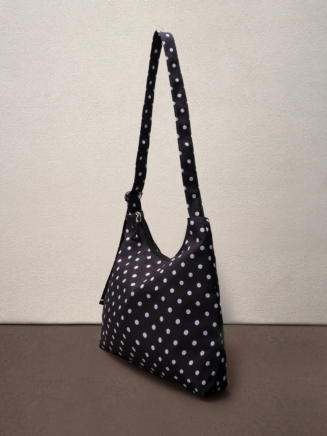 Hatastic Women's Shoulder Bag, Fashionable Polka Dot Crescent Shaped Fabric Bag, Polka Dot Music Fest Back To School