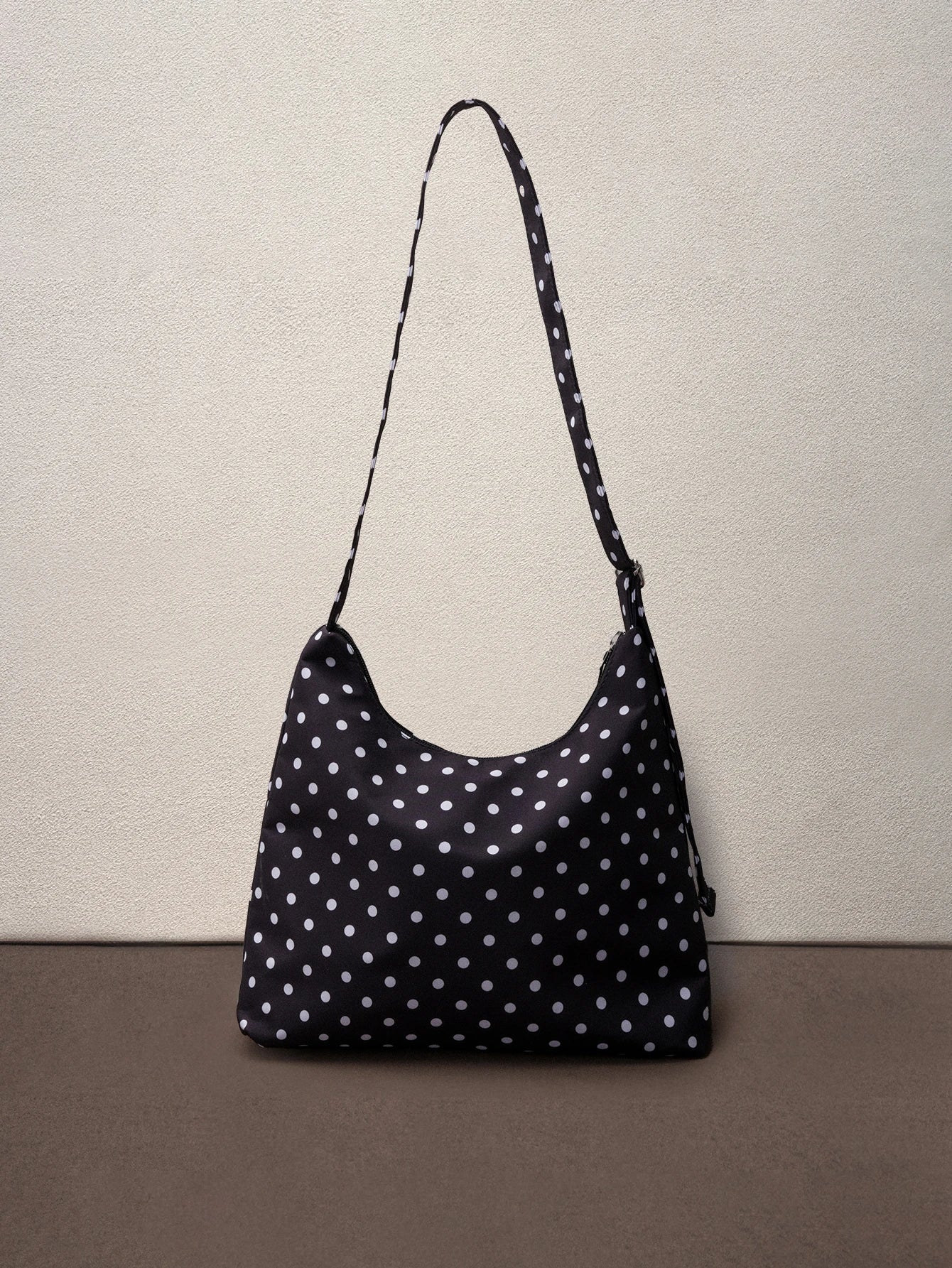 Hatastic Women's Shoulder Bag, Fashionable Polka Dot Crescent Shaped Fabric Bag, Polka Dot Music Fest Back To School