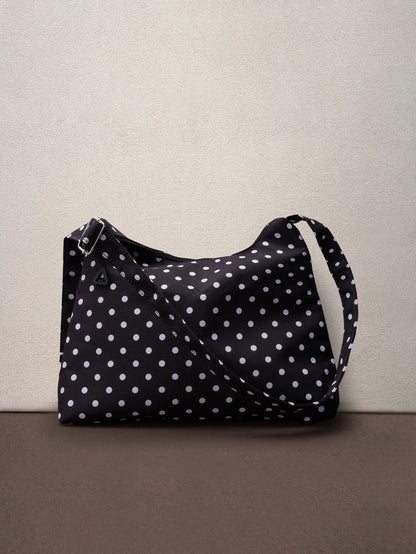 Hatastic Women's Shoulder Bag, Fashionable Polka Dot Crescent Shaped Fabric Bag, Polka Dot Music Fest Back To School