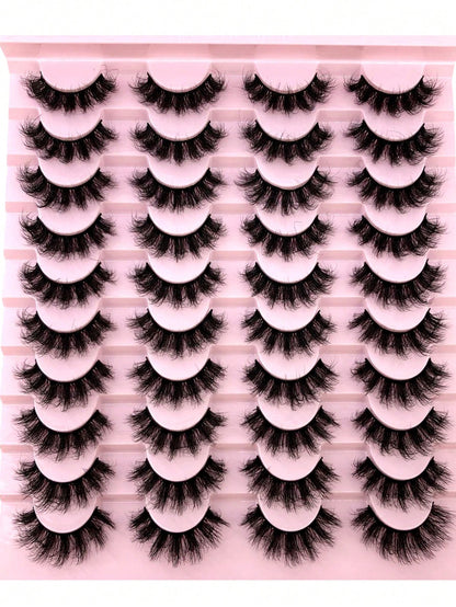 HBZGTLAD 20 Pairs 3D Fluffy Faux Mink Lashes, Long Thick Natural Looking False Eyelashes, Wholesale Makeup Lashes Strip Lashes, Lashes, Eyelashes, Fake Lashes