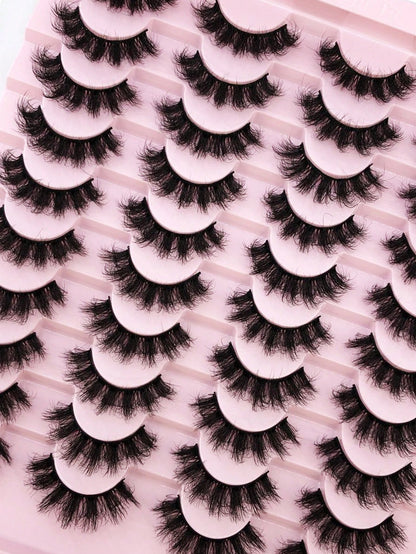HBZGTLAD 20 Pairs 3D Fluffy Faux Mink Lashes, Long Thick Natural Looking False Eyelashes, Wholesale Makeup Lashes Strip Lashes, Lashes, Eyelashes, Fake Lashes