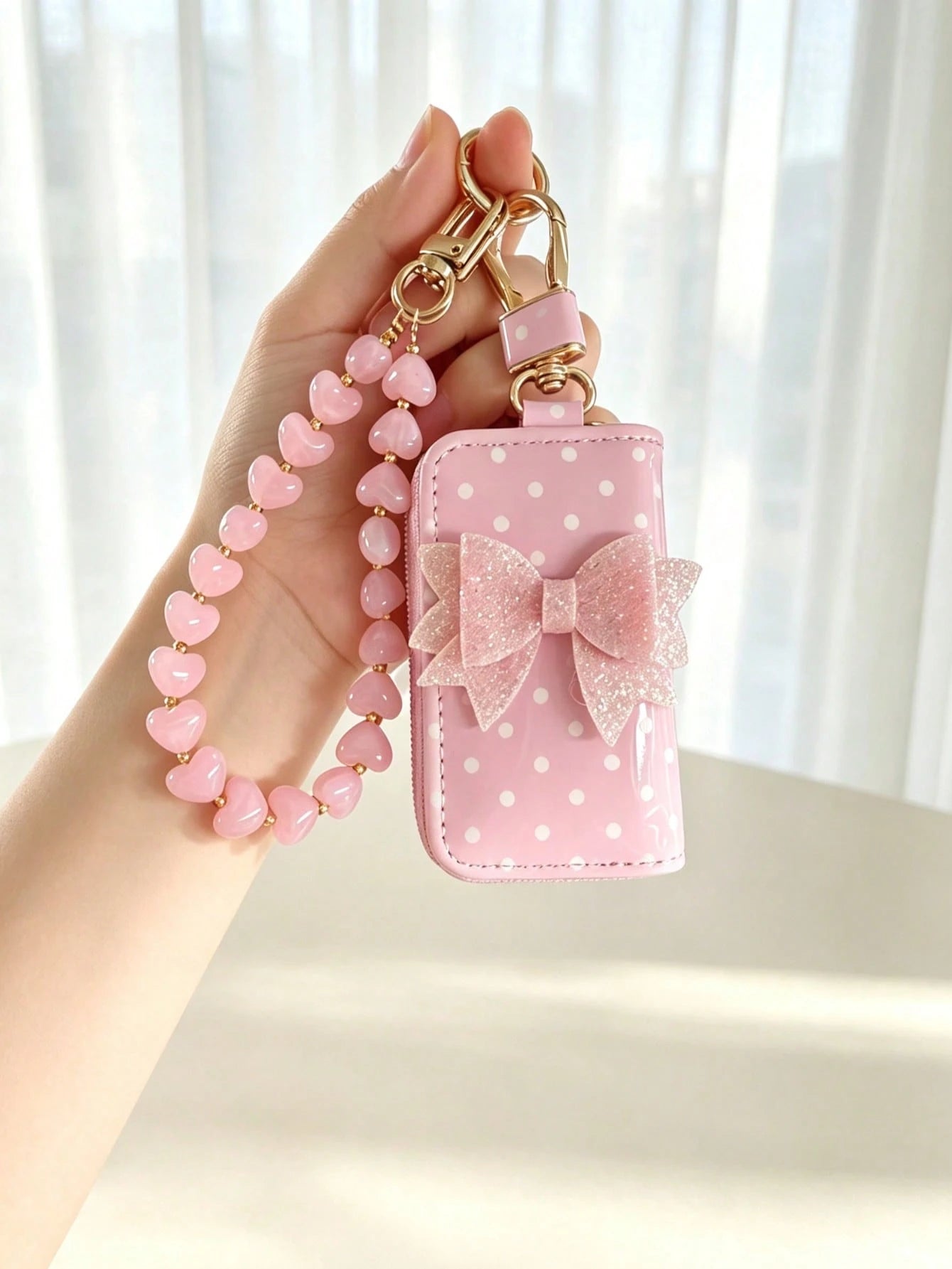 Heart Rope Keychain Set, Car Key Pouch Protective Cover, Universal Car Lock Key Pouch, Remote Control Key Protective Shell, Universal Car Key Pouch Style, Suitable For Nissan, Chevrolet, Fiat, Remote