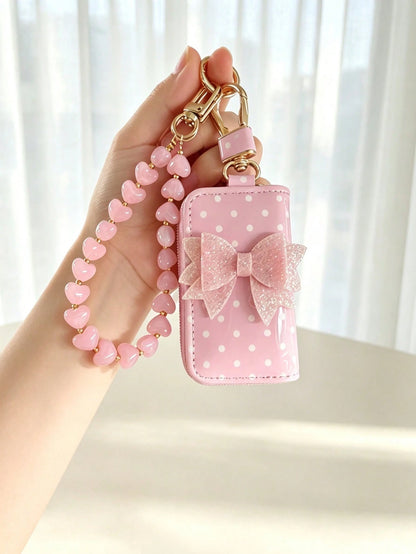 Heart Rope Keychain Set, Car Key Pouch Protective Cover, Universal Car Lock Key Pouch, Remote Control Key Protective Shell, Universal Car Key Pouch Style, Suitable For Nissan, Chevrolet, Fiat, Remote