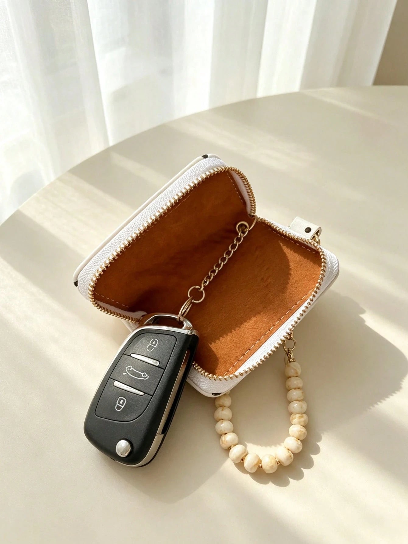 Heart Rope Keychain Set, Car Key Pouch Protective Cover, Universal Car Lock Key Pouch, Remote Control Key Protective Shell, Universal Car Key Pouch Style, Suitable For Nissan, Chevrolet, Fiat, Remote