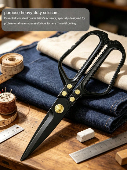 Heavy Duty Tailor Scissors, Sharp Stainless Steel Fabric Shears With Ergonomic Handle, Multi-Purpose Clothing Cutting Scissors, Professional Hand Cutting Shears For Fabric, Leather, Canvas, DIY Sewing