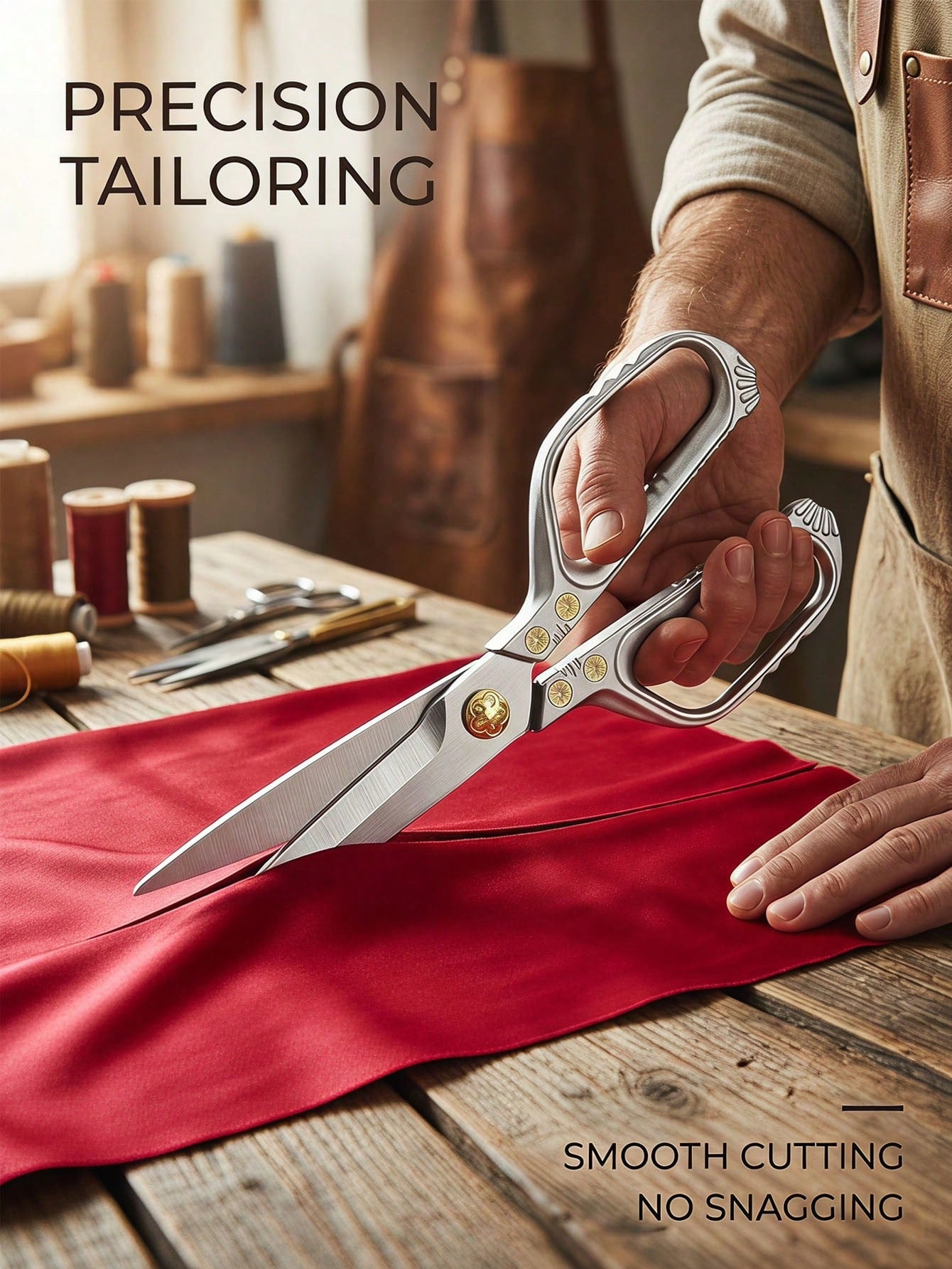 Heavy Duty Tailor Scissors, Sharp Stainless Steel Fabric Shears With Ergonomic Handle, Multi-Purpose Clothing Cutting Scissors, Professional Hand Cutting Shears For Fabric, Leather, Canvas, DIY Sewing