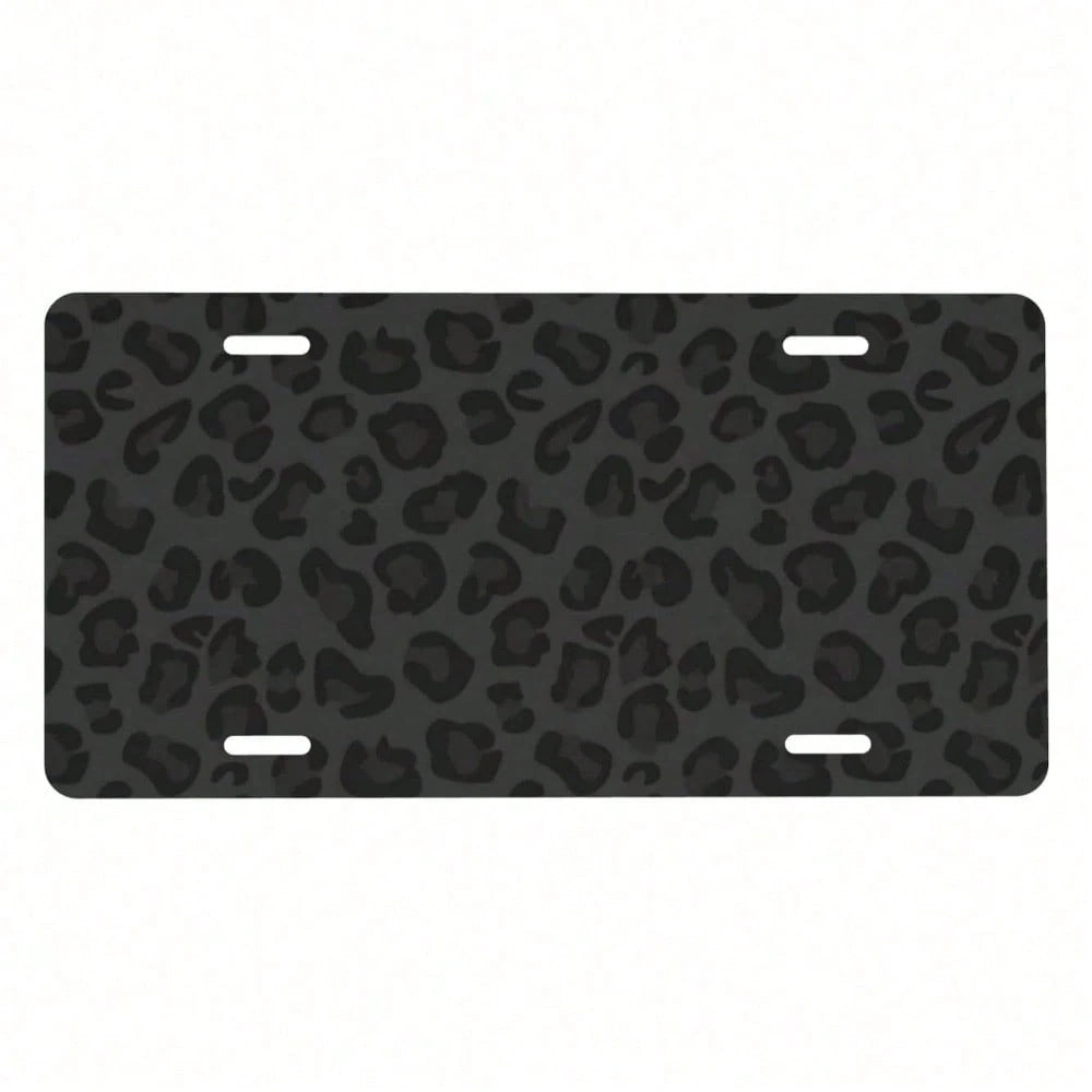 Hello Young Black Leopard Novelty License Plate 6x12 Inch, Rust-Proof Aluminum Car Tag With Wild Animal Print, Decorative Front Vanity Plate With 4 Holes For Truck SUV, Stylish Gift For Men Women Auto