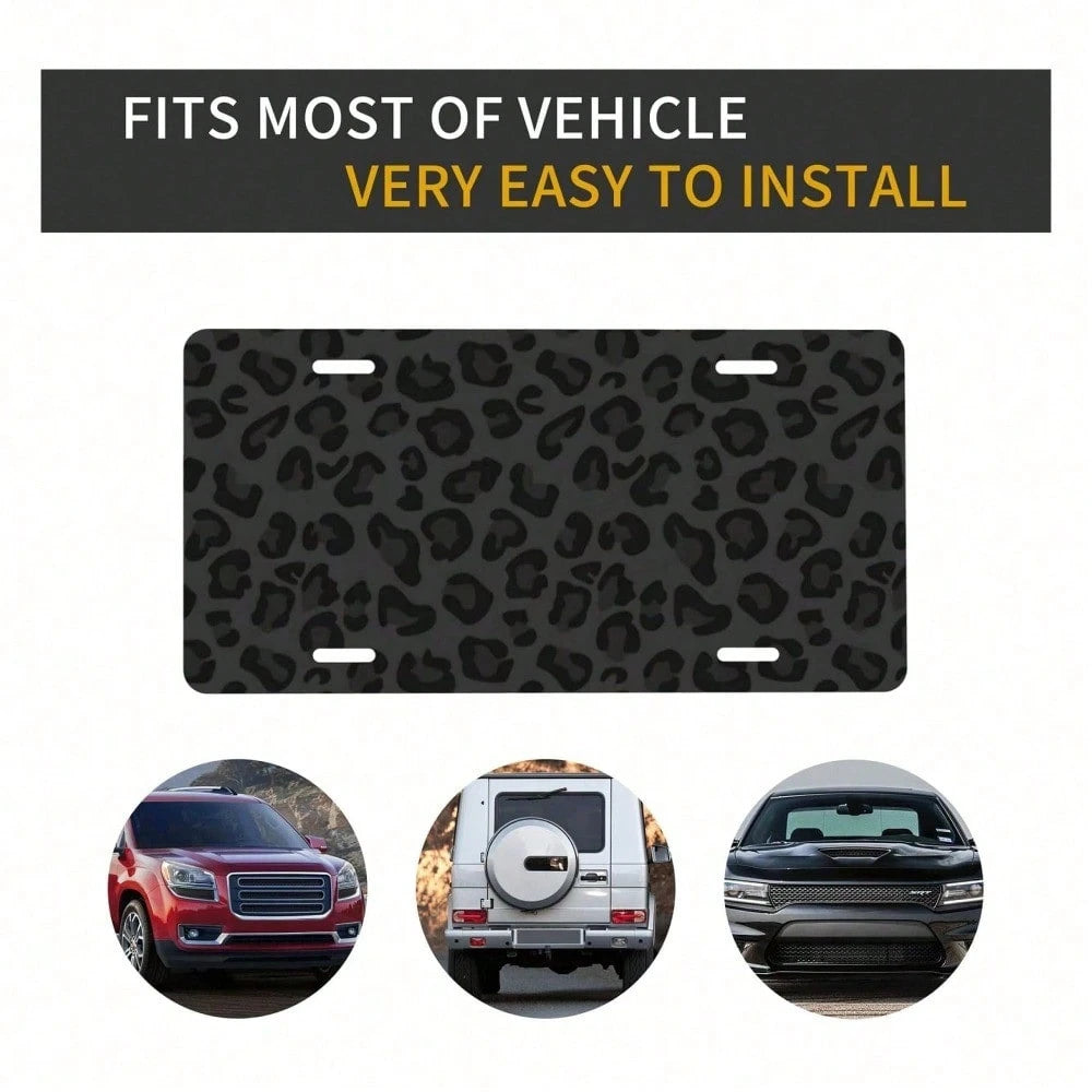 Hello Young Black Leopard Novelty License Plate 6x12 Inch, Rust-Proof Aluminum Car Tag With Wild Animal Print, Decorative Front Vanity Plate With 4 Holes For Truck SUV, Stylish Gift For Men Women Auto