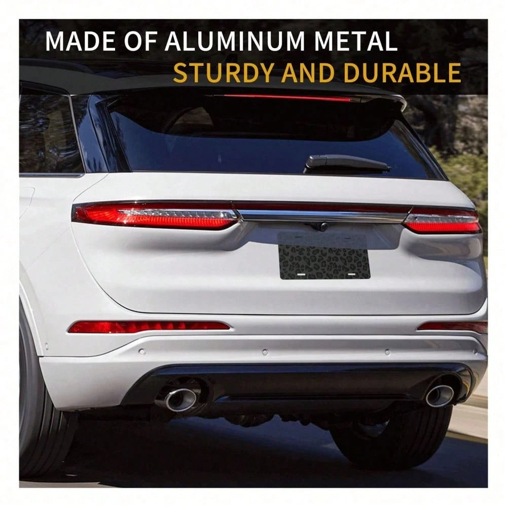 Hello Young Black Leopard Novelty License Plate 6x12 Inch, Rust-Proof Aluminum Car Tag With Wild Animal Print, Decorative Front Vanity Plate With 4 Holes For Truck SUV, Stylish Gift For Men Women Auto