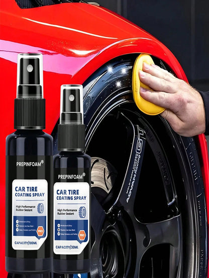 HGKJ P16 Tire Gloss Coating Spray, Rubber & Plastic Wheel Rim Repair Care Liquid, Car Detailing Polishing & Maintenance Agent, Long-Lasting Surface Protection Layer, Glossy Tire Care Fluid, Deep Black