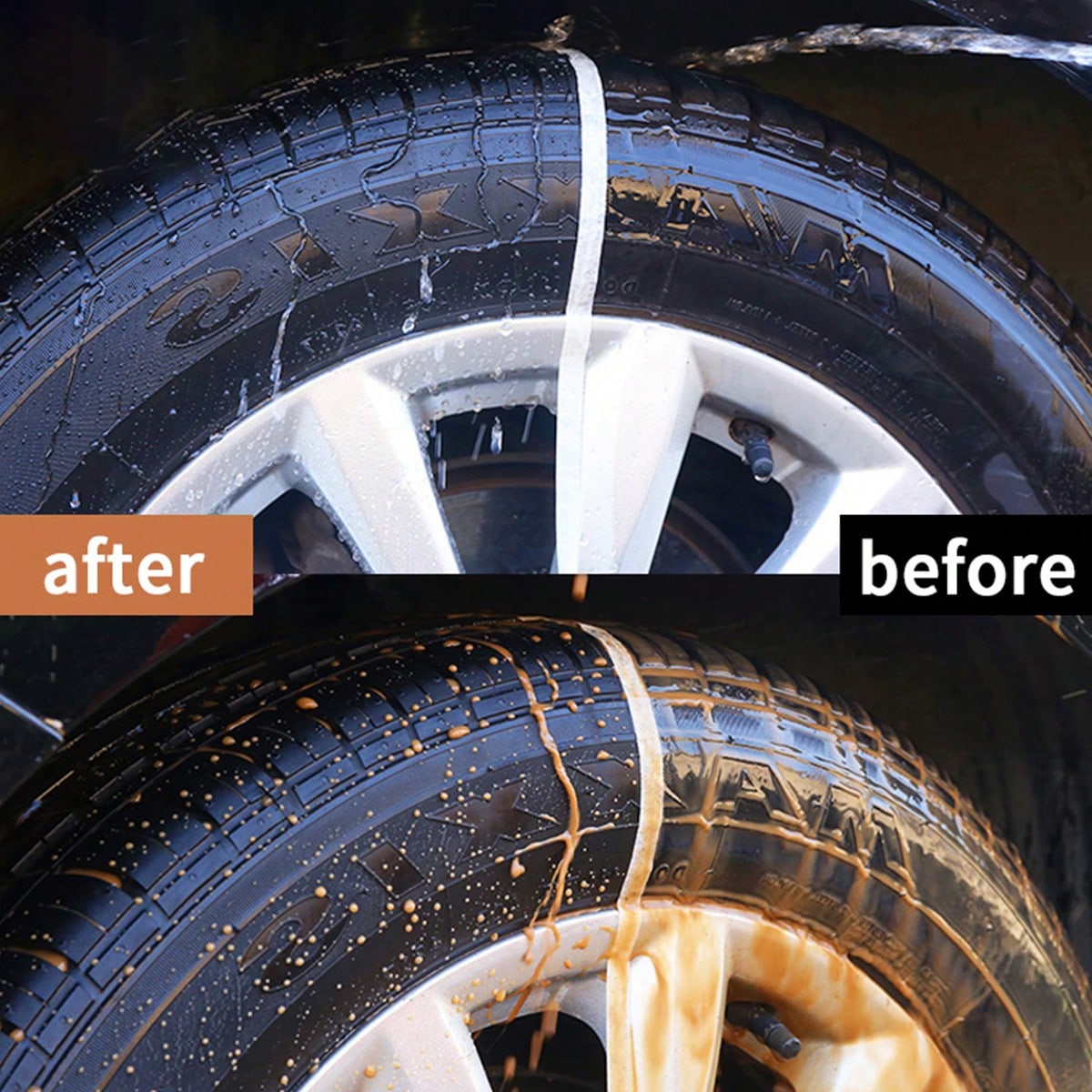 HGKJ P16 Tire Gloss Coating Spray, Rubber & Plastic Wheel Rim Repair Care Liquid, Car Detailing Polishing & Maintenance Agent, Long-Lasting Surface Protection Layer, Glossy Tire Care Fluid, Deep Black