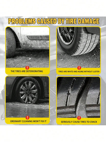 HGKJ P16 Tire Gloss Coating Spray, Rubber & Plastic Wheel Rim Repair Care Liquid, Car Detailing Polishing & Maintenance Agent, Long-Lasting Surface Protection Layer, Glossy Tire Care Fluid, Deep Black