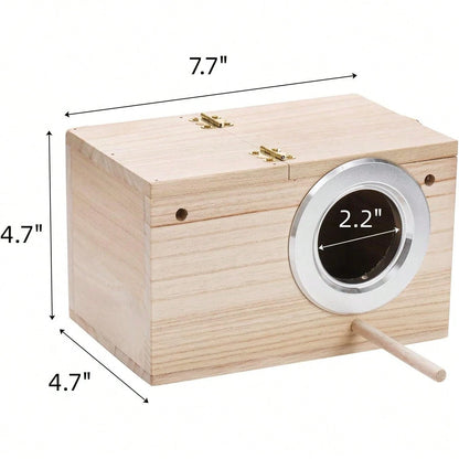 Hiceeden 2 Pack Parakeet Nest Box, Natural Wood Bird Nesting Box, Small Bird House Breeding Box For Budgie Lovebirds, Cockatiel, Parrots Mating, Aviary, 7.7*4.7*4.7 Inches