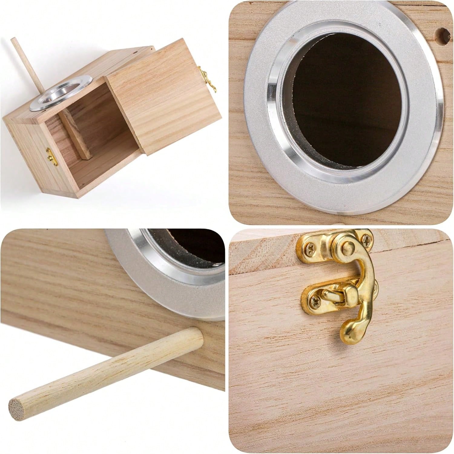 Hiceeden 2 Pack Parakeet Nest Box, Natural Wood Bird Nesting Box, Small Bird House Breeding Box For Budgie Lovebirds, Cockatiel, Parrots Mating, Aviary, 7.7*4.7*4.7 Inches
