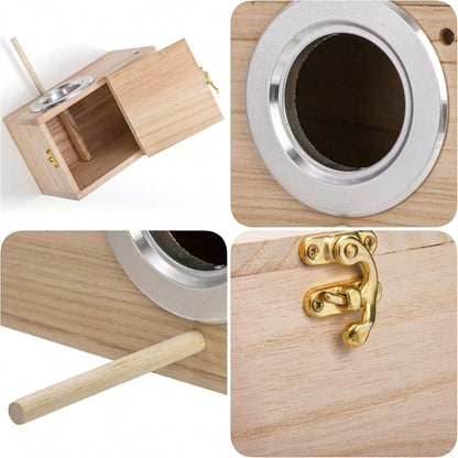 Hiceeden 2 Pack Parakeet Nest Box, Natural Wood Bird Nesting Box, Small Bird House Breeding Box For Budgie Lovebirds, Cockatiel, Parrots Mating, Aviary, 7.7*4.7*4.7 Inches