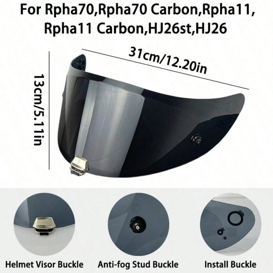 HJC HJ-26 RPHA 11 Motorcycle Helmet Replacement Spare Visor For Rpha70, Rpha70 Carbon, Rpha11, Rpha11 Carbon, HJ26st, HJ26 Helmet Face Shield Accessories