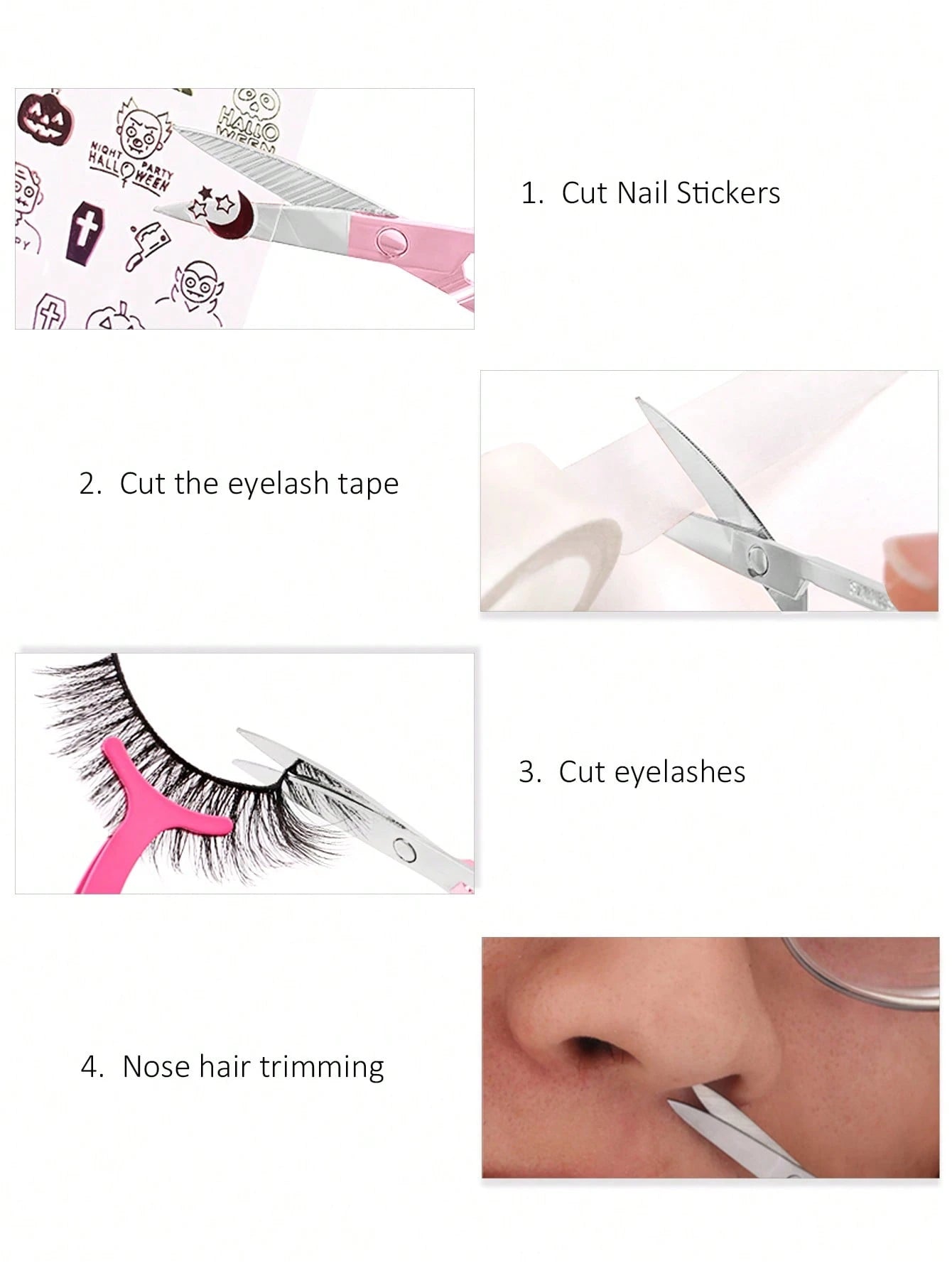 HMQ beauty 1pc Stainless Steel Eyebrow Trimming Scissors For Fake Eyelashes Trimming, Nose Hair, Beard, Facial Hair Removal Tool