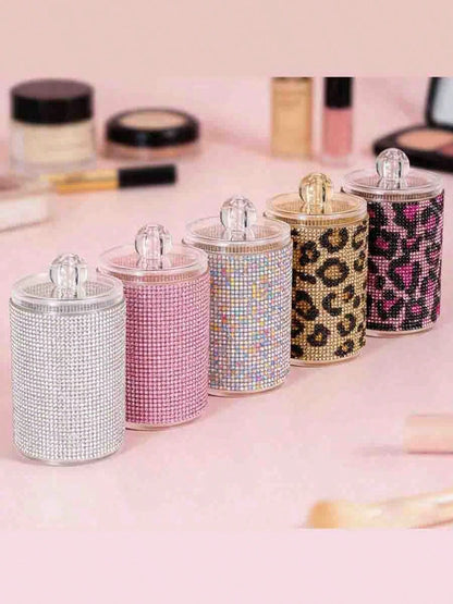 HMQ beauty Sparkling Diamond Jewelry Box, Makeup Organizer Box For Cosmetics, Cleaning Swabs, Room Decor