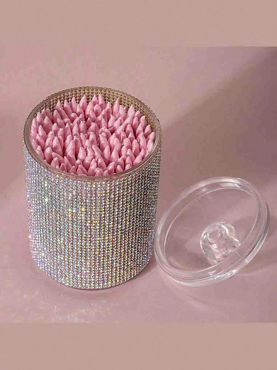HMQ beauty Sparkling Diamond Jewelry Box, Makeup Organizer Box For Cosmetics, Cleaning Swabs, Room Decor