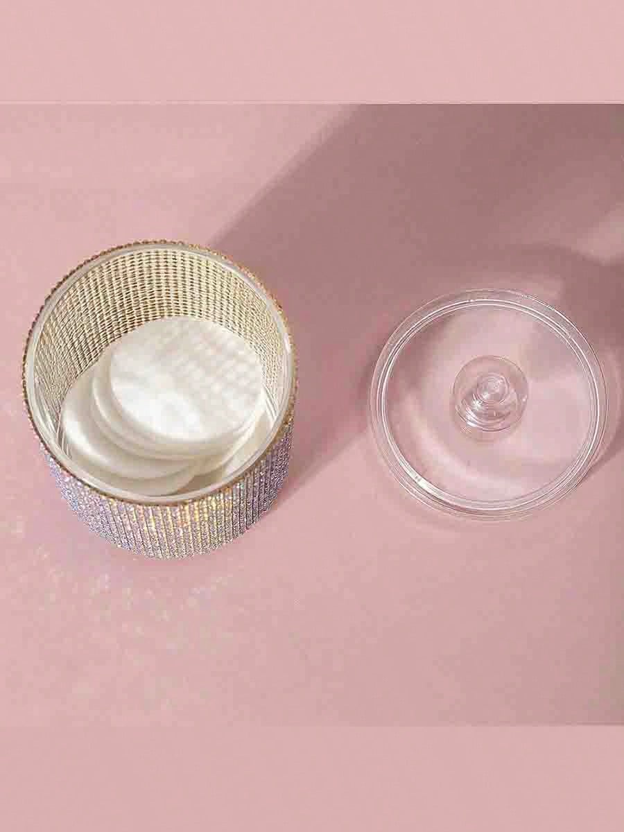 HMQ beauty Sparkling Diamond Jewelry Box, Makeup Organizer Box For Cosmetics, Cleaning Swabs, Room Decor