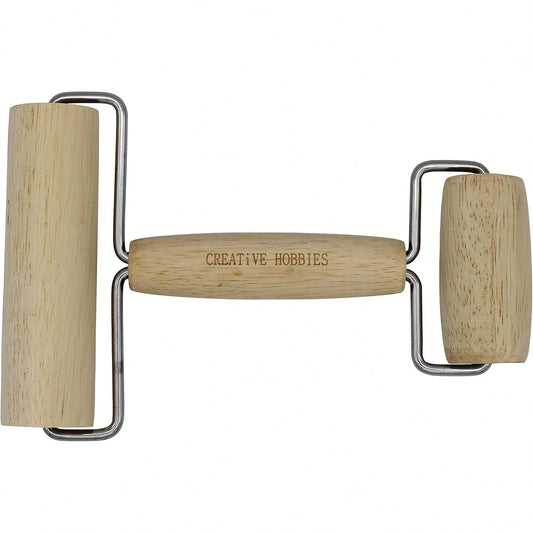 Hobbies Hardwood Roller- 2 In 1 Design Dual Roller Ceramic, Pottery Clay Working, Embroidery Painting, Clay Roller, Wooden Roller