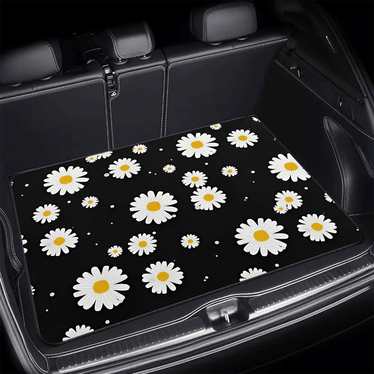 HOMPOOLL 1pc White Daisy Print Multi-Functional Car Trunk Storage Mat, Simple Yet Elegant, Enhances Interior Space, Suitable For Most Car Models.